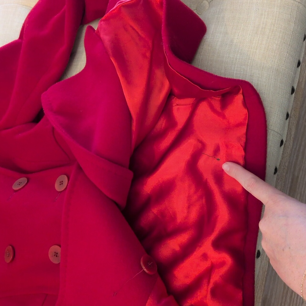 Fleurette Red Double-Breasted Pea Coat - Picture 7 of 13